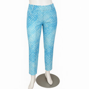 IBKUL Blue Print Golf Ankle Pants Pull On Seam Straight Leg UPF Wicking Size 14
